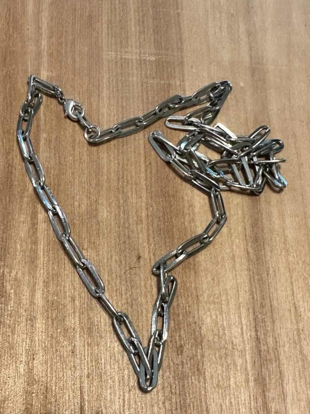 Silver Tone paperclip link chain necklace 26” Men  Woman Unisex